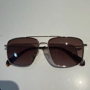 Rag & Bone Square Brown Tinted Sunglasses with Gold Frame - NEW